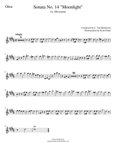 Moonlight Sonata Movement I For Orchestra Oboe Part Sheet Music