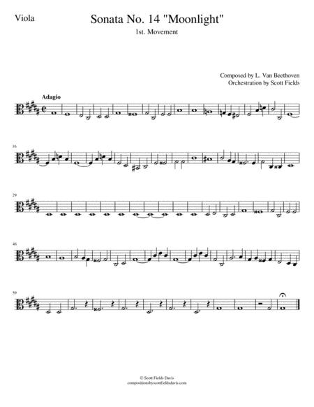 Moonlight Sonata Movement I For Orchestra Viola Part Sheet Music