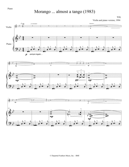 Morango Almost A Tango 1994 Version For Violin And Piano Piano Part Sheet Music