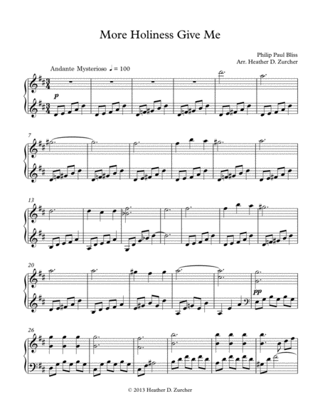 Free Sheet Music More Holiness Give Me