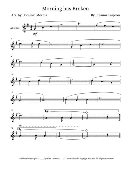 Morning Has Broken Alto Sax Sheet Music