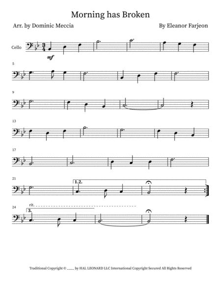 Free Sheet Music Morning Has Broken Cello