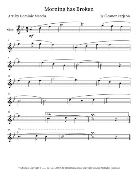 Free Sheet Music Morning Has Broken Oboe