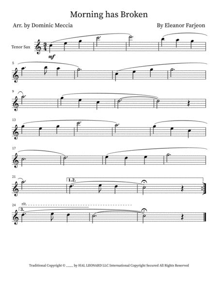 Morning Has Broken Tenor Sax Sheet Music