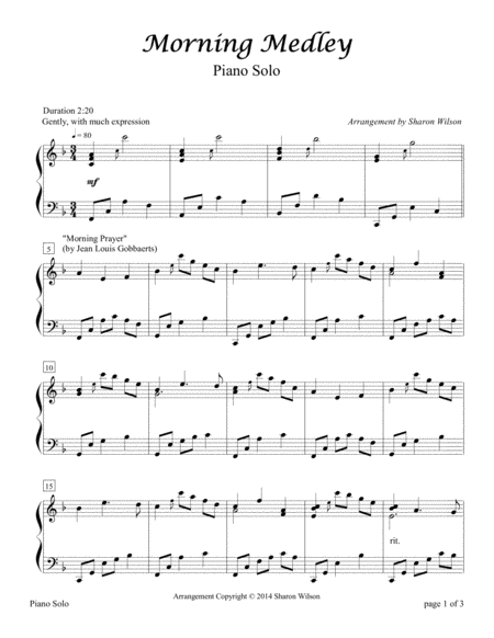 Morning Medley Piano Solo Sheet Music