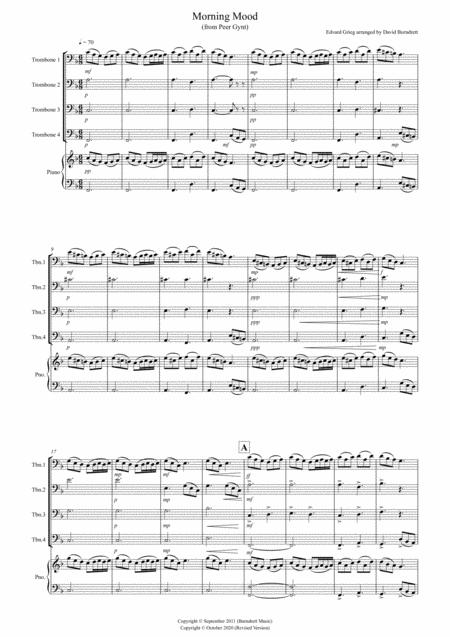 Free Sheet Music Morning Mood For Trombone Quartet