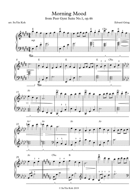 Free Sheet Music Morning Mood Grieg