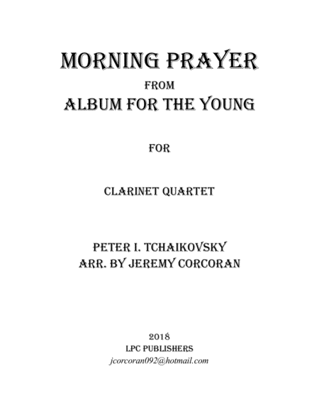 Morning Prayer For Clarinet Quartet Sheet Music