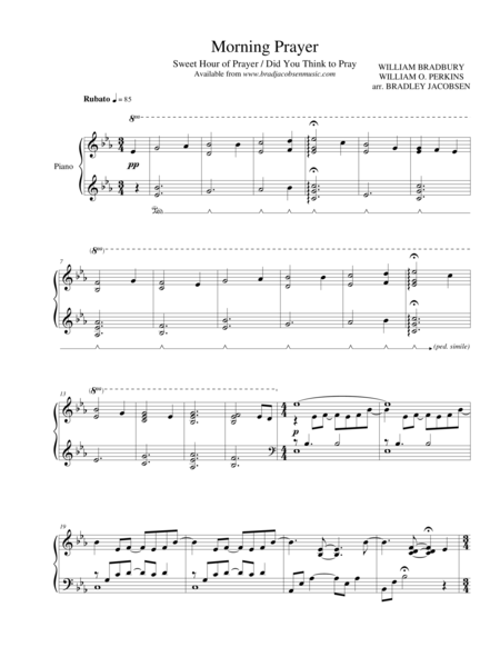 Morning Prayer Sweet Hour Of Prayer Did You Think To Pray By Brad Jacobsen Sheet Music