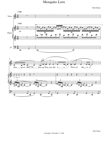 Free Sheet Music Mosquito Bliss