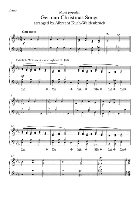 Most Popular German Christmas Songs 2018 Holiday Contest Entry Sheet Music