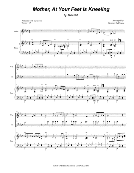 Mother At Your Feet Is Kneeling Duet For Violin And Cello Sheet Music