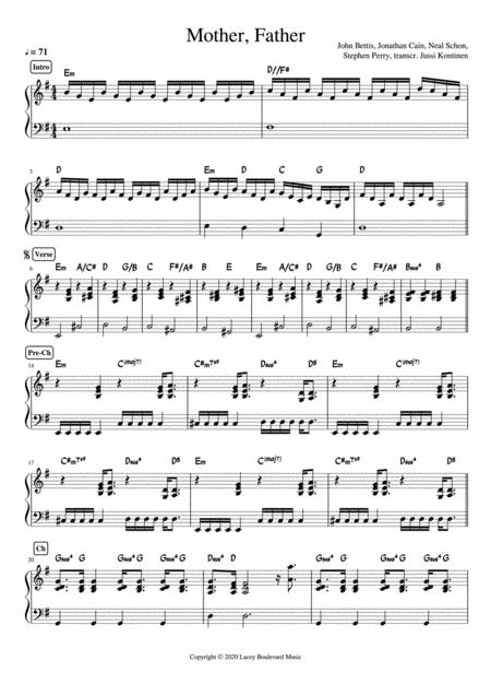 Free Sheet Music Mother Father Journey Keyboards