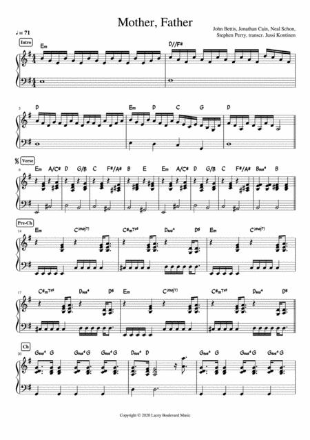 Mother Father Journey Keyboards Sheet Music