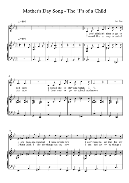 Mothers Day Song The Is Of A Child Sheet Music