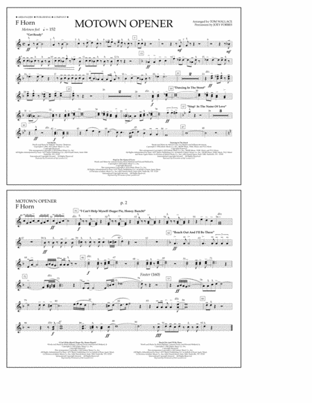 Free Sheet Music Motown Theme Show Opener Arr Tom Wallace F Horn