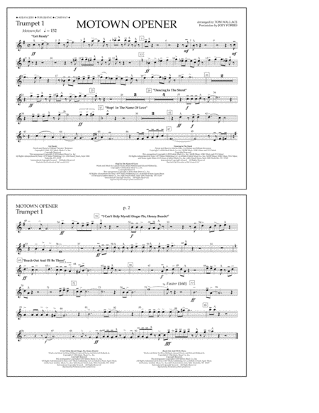 Motown Theme Show Opener Arr Tom Wallace Trumpet 1 Sheet Music