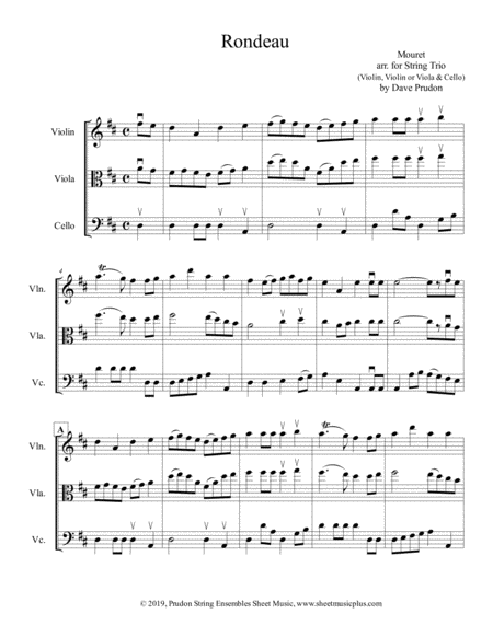 Free Sheet Music Mouret Rondeau For String Trio