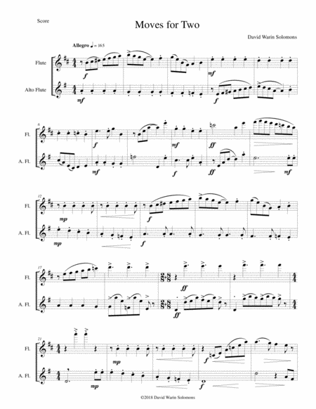 Free Sheet Music Moves For Two For Flute And Alto Flute