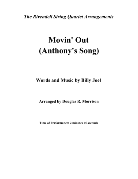 Movin Out Anthonys Song Sheet Music