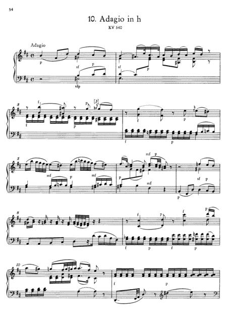 Mozart Adagio For Piano In B Minor K 540 Full Complete Version Sheet Music