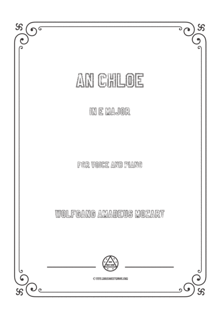 Mozart An Chloe In E Major For Voice And Piano Sheet Music