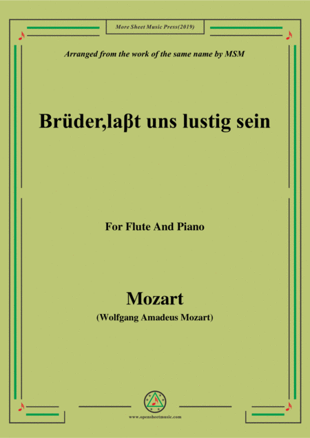 Free Sheet Music Mozart Brder Lat Uns Lustig Sein For Flute And Piano