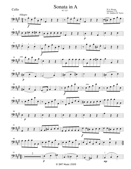 Free Sheet Music Mozart Church Sonata In A K 225