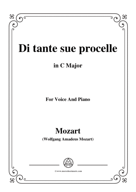 Mozart Di Tante Sue Procelle From Il Re Pastore In C Major For Voice And Piano Sheet Music