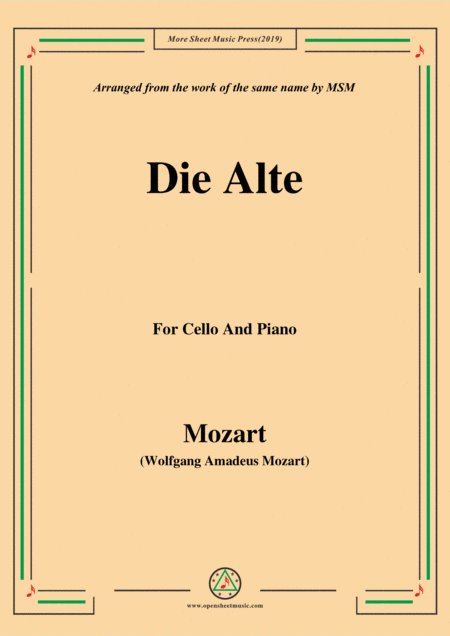 Free Sheet Music Mozart Die Alte For Cello And Piano