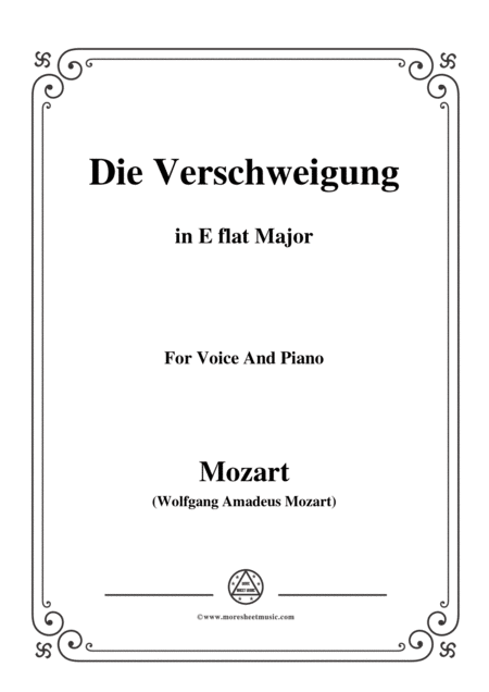 Mozart Die Verschweigung In E Flat Major For Voice And Piano Sheet Music