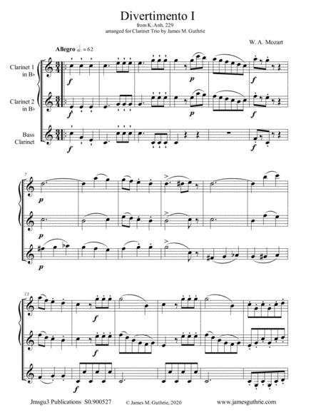 Free Sheet Music Mozart Divertimento No 1 For Clarinet Trio