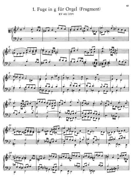 Free Sheet Music Mozart Fugue In G Minor K 401 Original Version