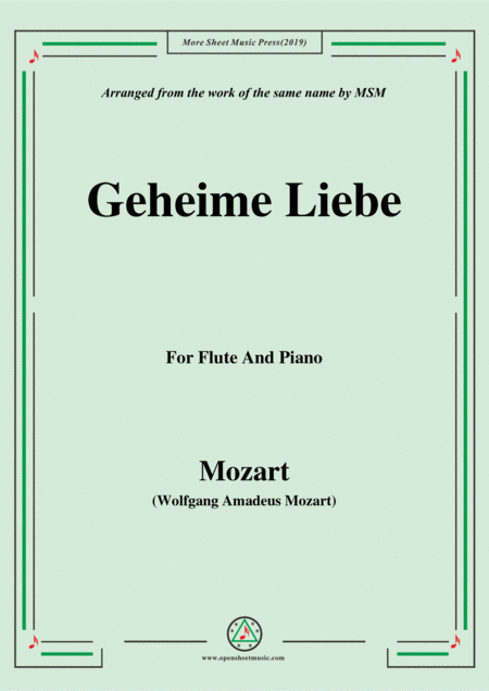 Free Sheet Music Mozart Geheime Liebe For Flute And Piano