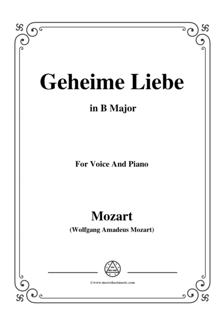 Mozart Geheime Liebe In B Major For Voice And Piano Sheet Music