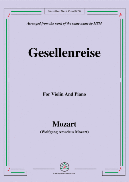 Mozart Gesellenreise For Violin And Piano Sheet Music