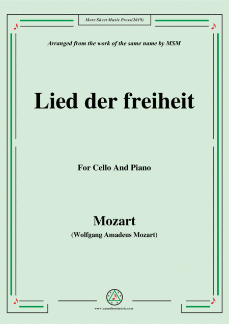 Free Sheet Music Mozart Lied Der Freiheit For Cello And Piano