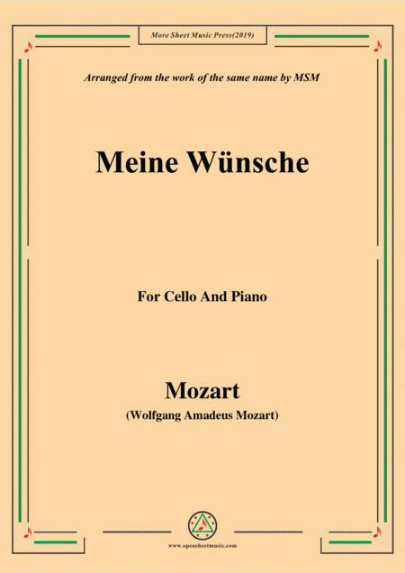 Free Sheet Music Mozart Meine Wnsche For Cello And Piano