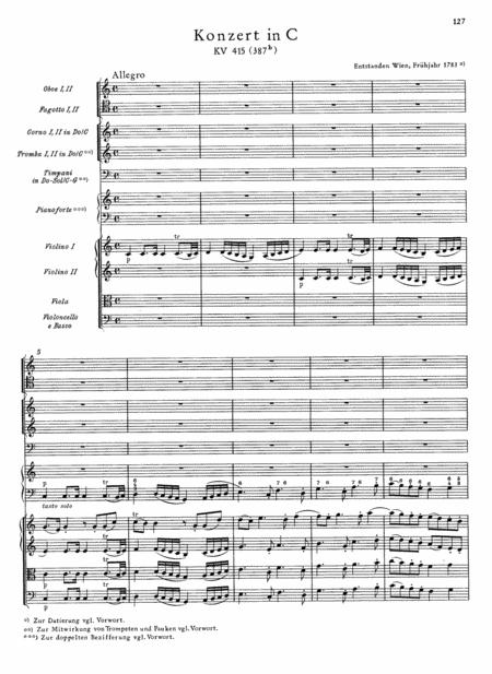 Free Sheet Music Mozart Piano Concerto No 13 In C Major K 415 387b Full Complete Version