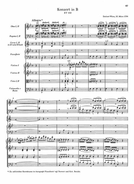 Free Sheet Music Mozart Piano Concerto No 15 In B Major K 450 Full Complete Version