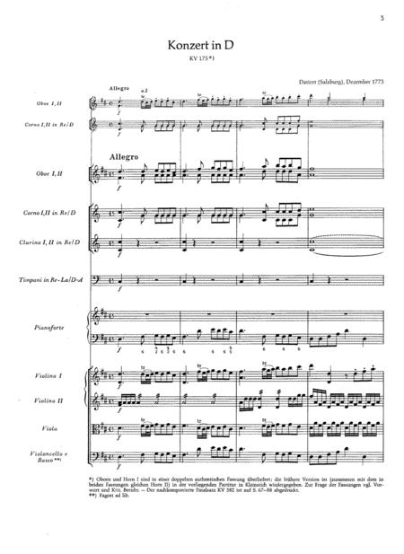 Mozart Piano Concerto No 5 In D Major K 175 Full Complete Version Sheet Music