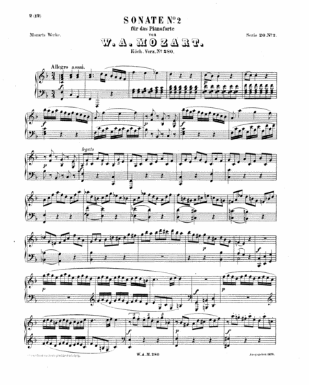 Mozart Piano Sonata No 2 In F Major Sheet Music