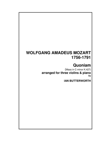 Mozart Quoniam Mass In C Minor K427 For Three Violins Piano Sheet Music