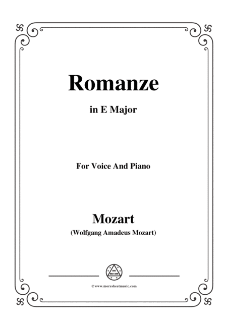 Mozart Romanze In E Major For Voice And Piano Sheet Music