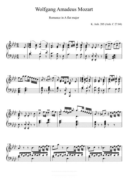 Free Sheet Music Mozart Romanze K205 Anh Complete Version