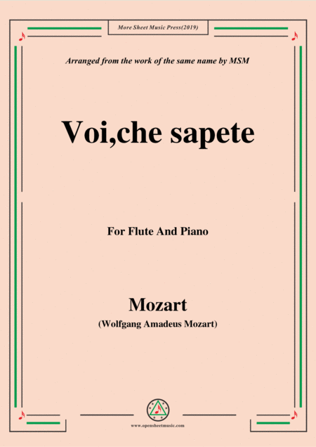 Free Sheet Music Mozart Voi Che Sapete For Flute And Piano