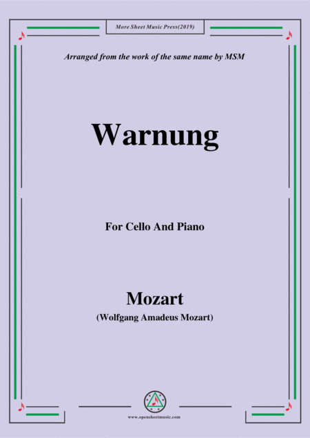 Free Sheet Music Mozart Warnung For Cello And Piano