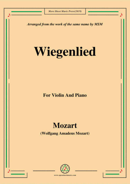 Free Sheet Music Mozart Wiegenlied For Violin And Piano