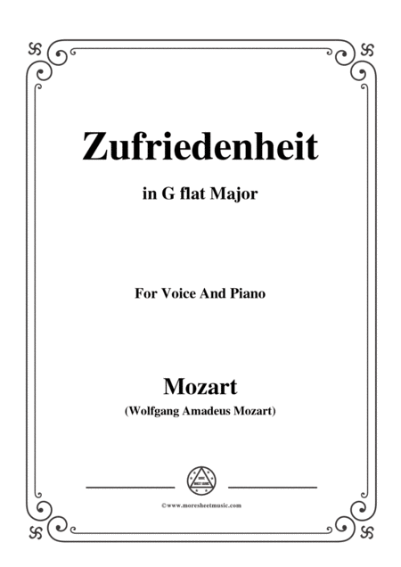 Mozart Zufriedenheit In G Flat Major For Voice And Piano Sheet Music