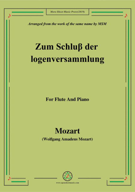 Mozart Zum Schlu Der Logenversammlung For Flute And Piano Sheet Music